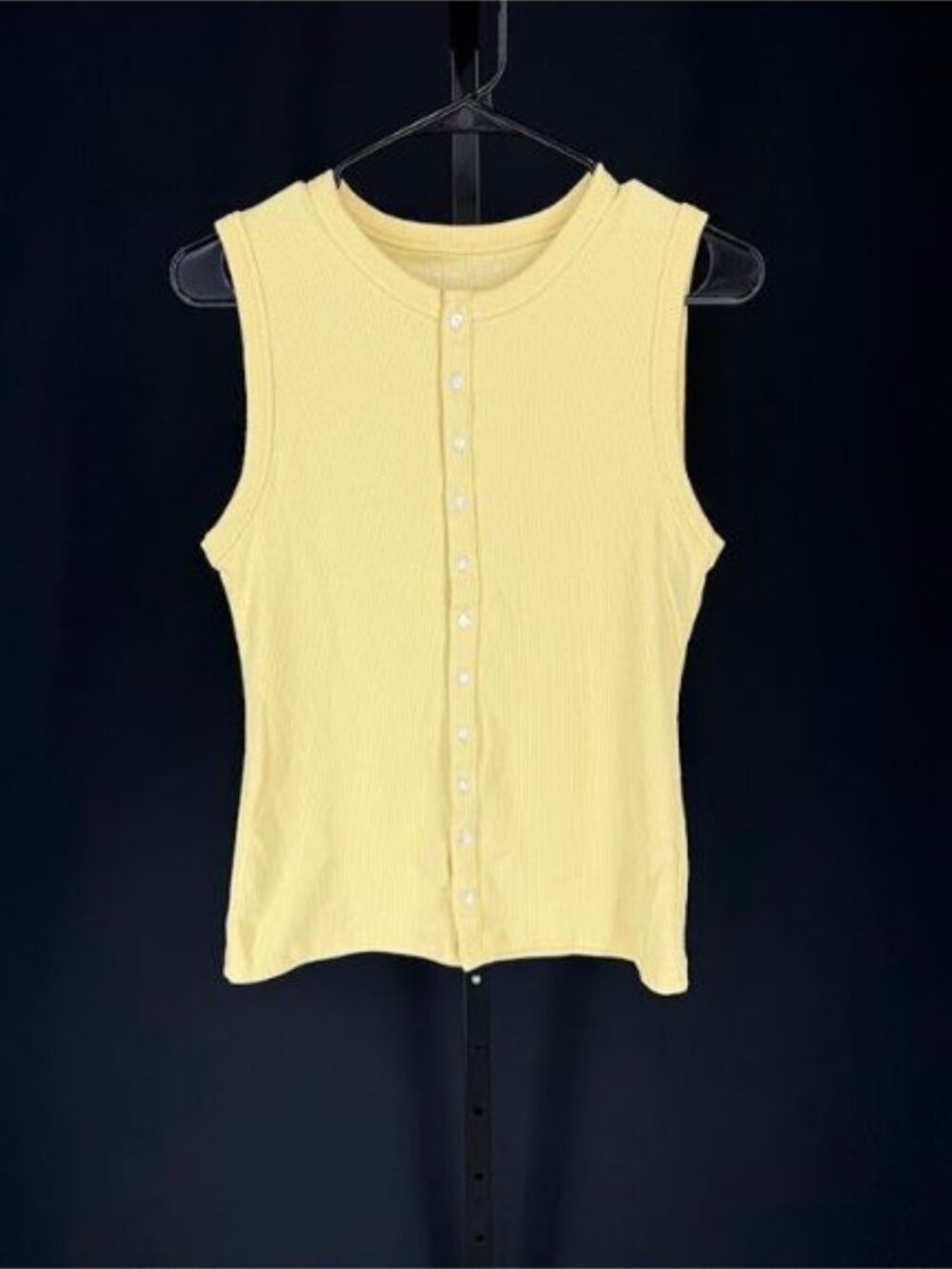 Abercrombie & Fitch Yellow Ribbed Button-Front Tank